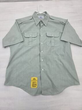 DSCP Shirt Mens 18 Green Army Garrison Short Sleeve Button Up Pockets